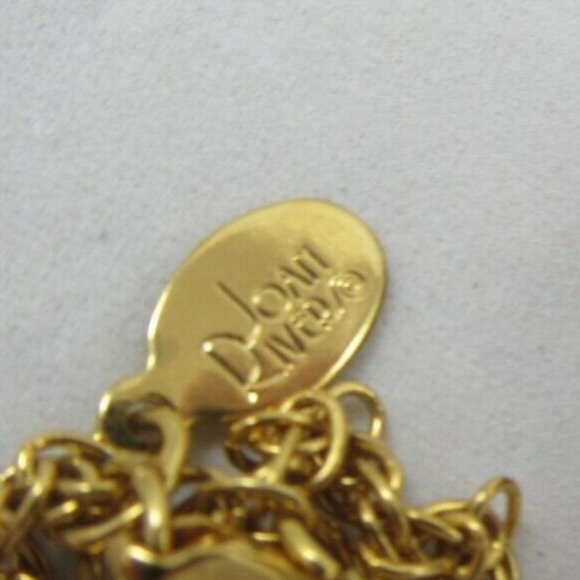 Joan Rivers Necklace Earring Set Etched Hearts Gold & Black NIB 18" Perfect - Picture 4 of 7